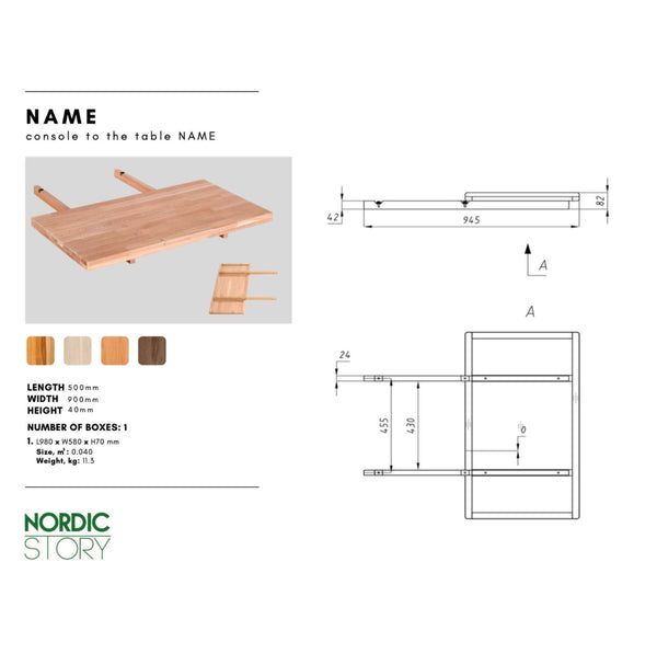 NordicStory Extra verlengblad voor eettafel Mauritz 1