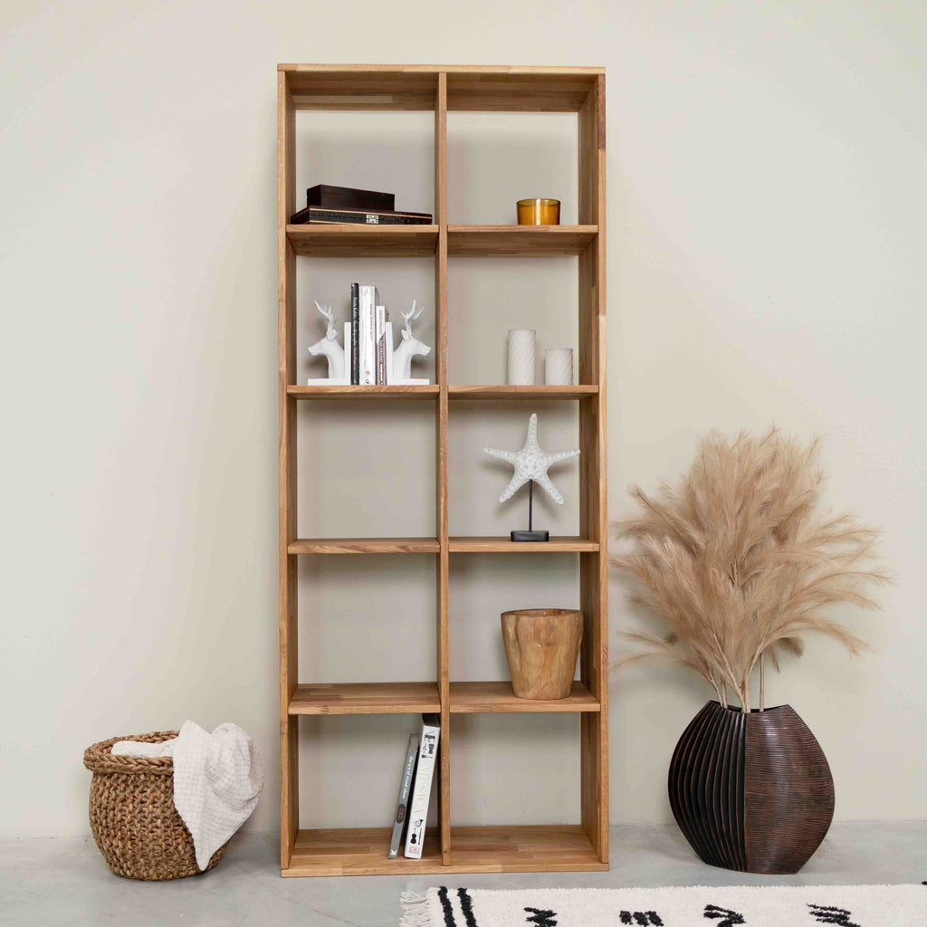 Massief eiken boekenkast Regal 10, 76 x 35 x 187 cm | NordicStory