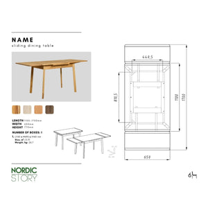 NordicStory uitschuifbare eettafel in massief eiken Mini 1