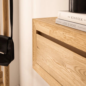 NordicStory zwevende sideboard-consoletafel in massief eikenhout 