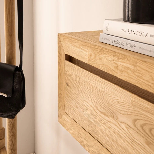 NordicStory zwevende sideboard-consoletafel in massief eikenhout 