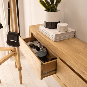 NordicStory zwevende sideboard-consoletafel in massief eikenhout 