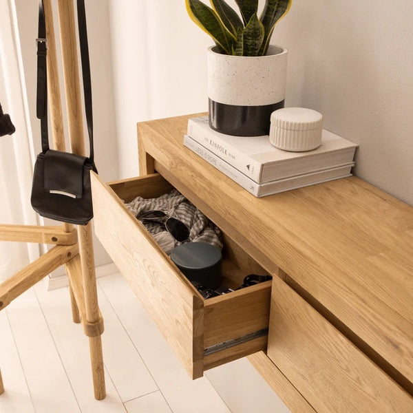 NordicStory zwevende sideboard-consoletafel in massief eikenhout 