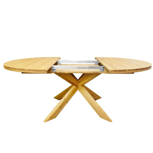 NordicStory Ronde uitschuifbare eettafel in massief eiken 140-200 x 140 x 76cm.