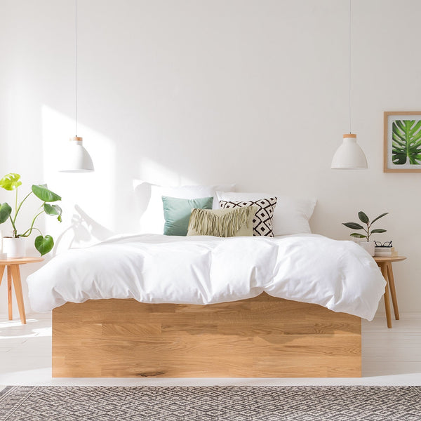 NordicStory Sofia Slaapkamer Hoofdbord Bed in massief Scandinavisch eikenhout