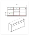 NordicStory Dressoir Ladekast in massief eikenhout