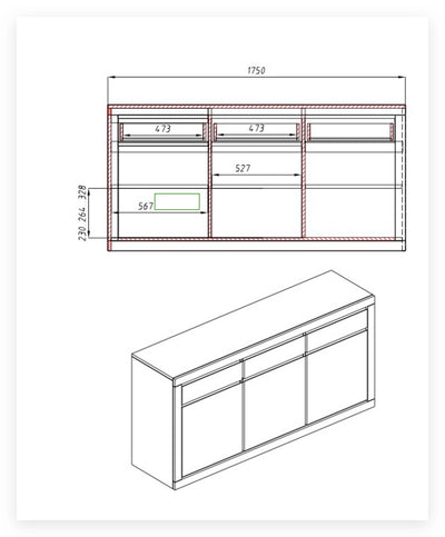 NordicStory Dressoir Ladekast in massief eikenhout