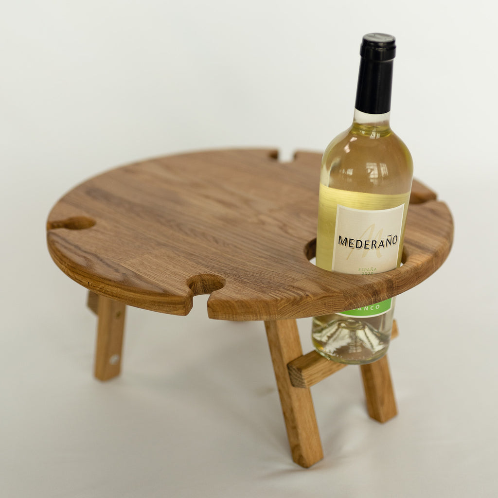 NordicStory Mini eiken massief houten opvouwbare wijntafel massief houten opvouwbare picknicktafel