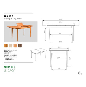 Uitschuifbare eettafel in massief eiken Frankrijk, 120-160 x 80 x 75 cm | NordicStory
