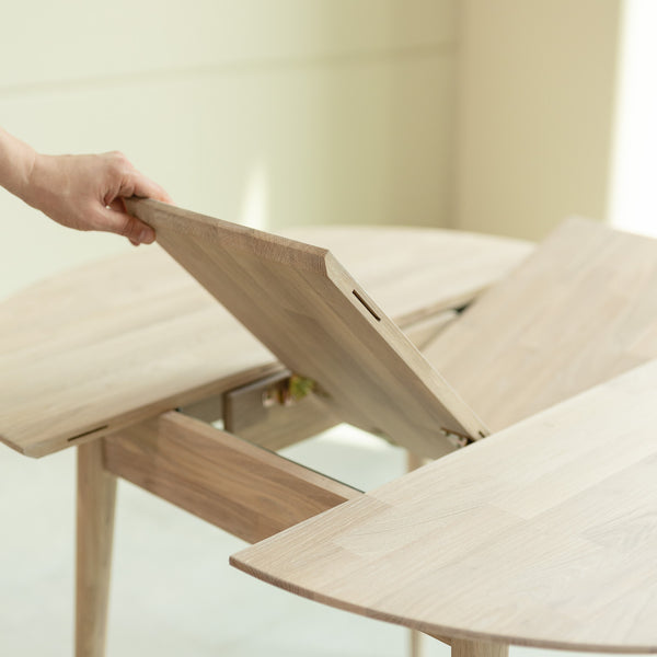 NordicStory Uitschuifbare ronde eettafel in massief eikenhout
