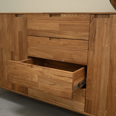 NordicStory Dressoir Ladekast in massief eiken Escandi 3 160 x 45 x 84,5 cm.