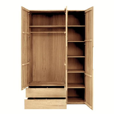 NordicStory Tron massief eiken kast, 135 x 55 x 220 cm.