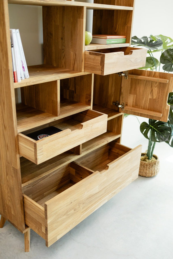 Boekenkast Boekenkast in massief eiken Escandi 3, 100 x 35 x 182,4 cm, NordicStory
