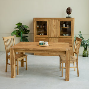 Uitschuifbare eettafel gemaakt van massief duurzaam eikenhout