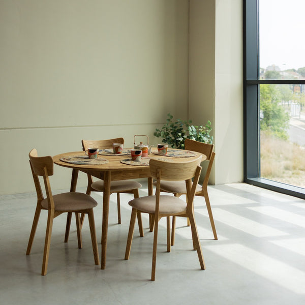  NordicStory Uitschuifbare ovale eettafel in massief duurzaam eiken