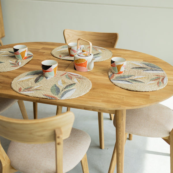  NordicStory Uitschuifbare ovale eettafel in massief duurzaam eiken