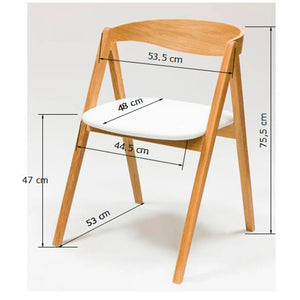 Set van 2 of 4 Oscar massief eiken eetkamerstoelen, bekleed in wit | VESKOR