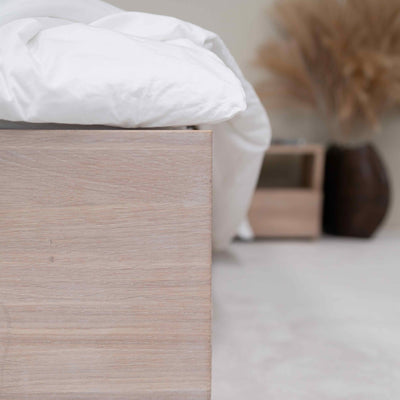 NordicStory Sofia massief eiken bed met opbergruimte 