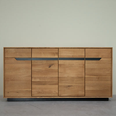 NordicStory Bremen eiken massief houten dressoir, 180 x 42 x 90 cm.