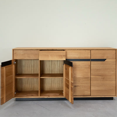 NordicStory Bremen eiken massief houten dressoir, 180 x 42 x 90 cm.