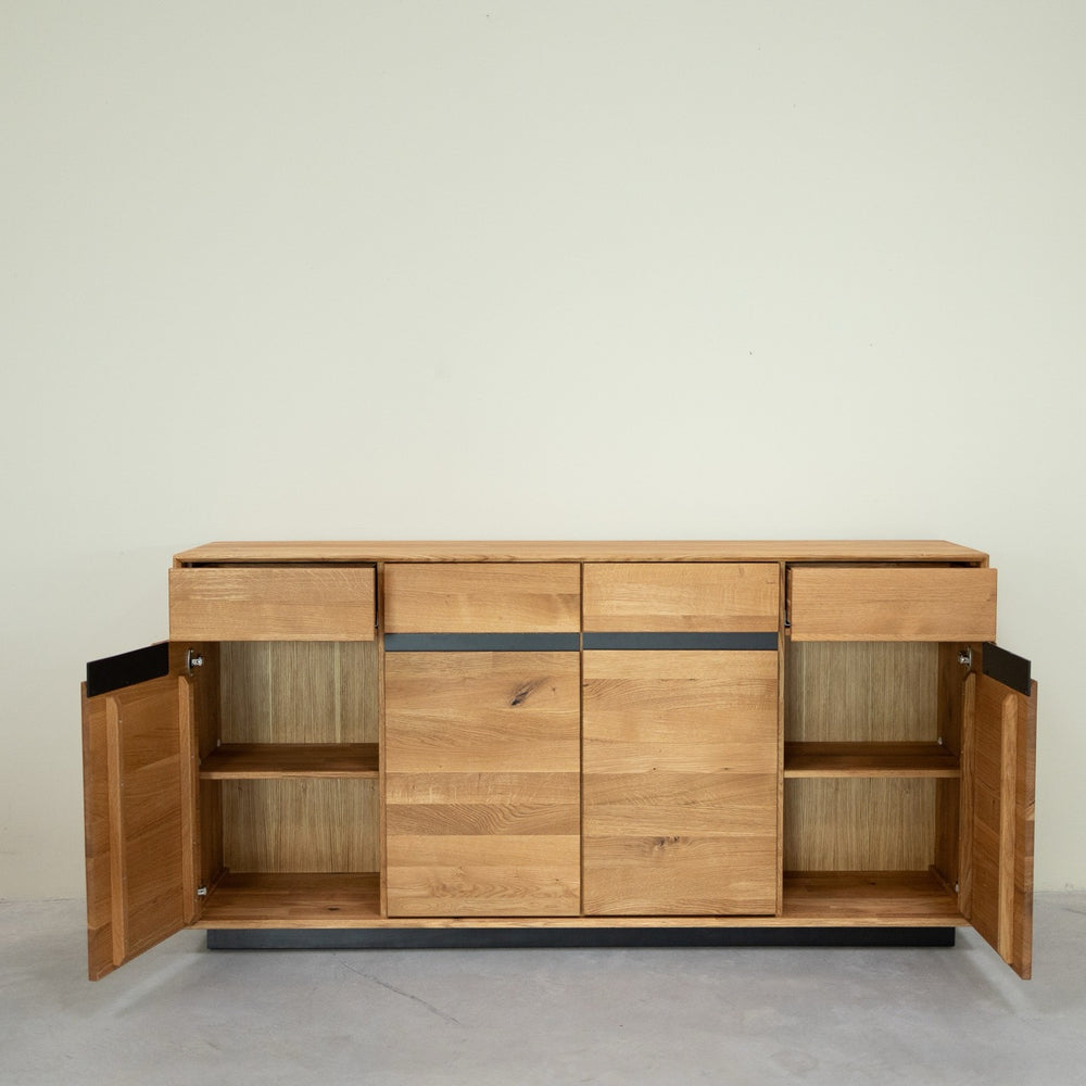 NordicStory Bremen eiken massief houten dressoir, 180 x 42 x 90 cm.