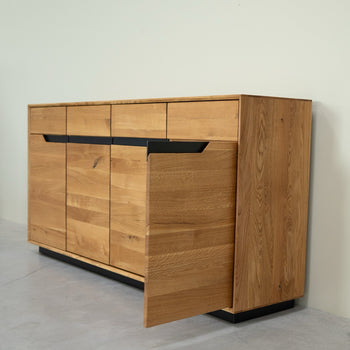 NordicStory Bremen eiken massief houten dressoir, 180 x 42 x 90 cm.