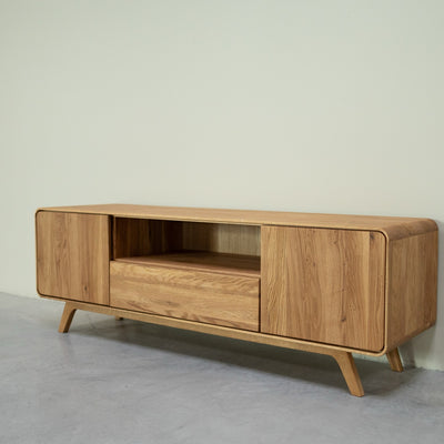 NordicStory TV-meubel in massief eiken Geneva 2, 180 x 45 x 55 cm.