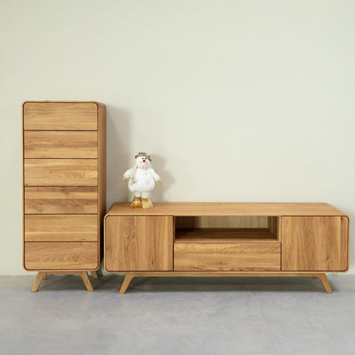 NordicStory TV-meubel in massief eiken Geneva 2, 180 x 45 x 55 cm.