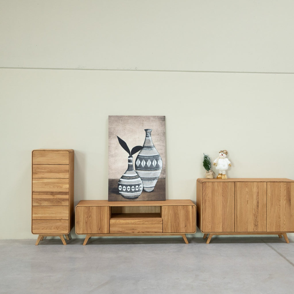 NordicStory TV-meubel in massief eiken Geneva 2, 180 x 45 x 55 cm.