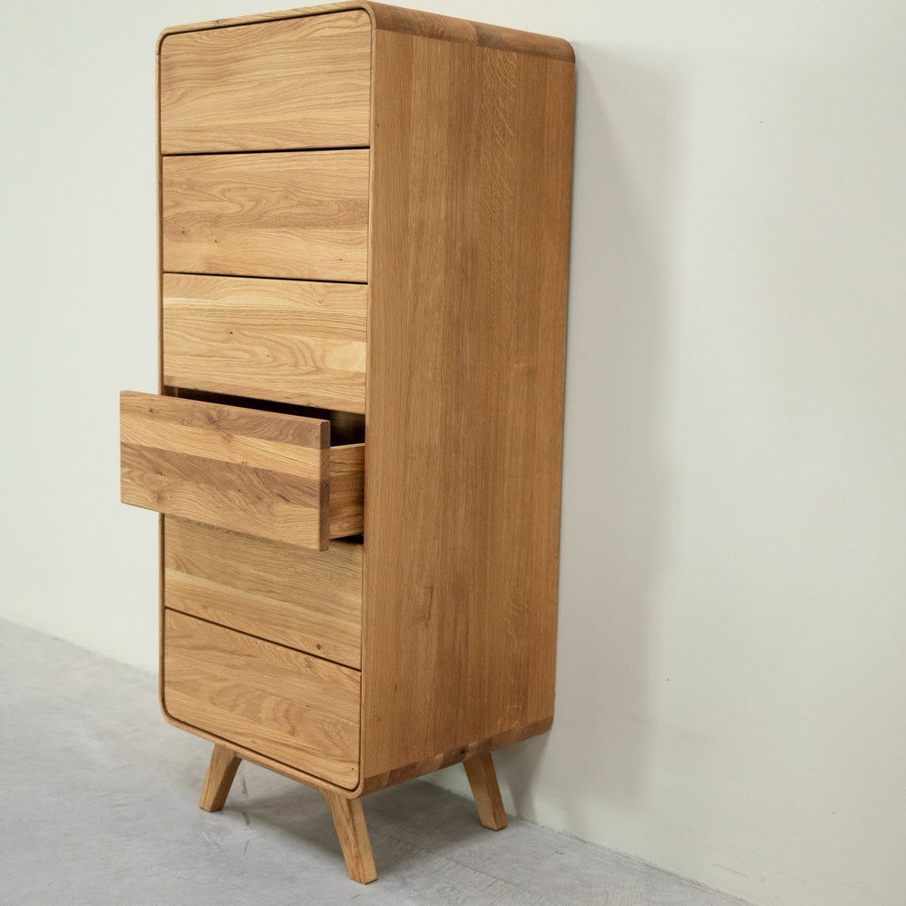 NordicStory ladekast in massief eiken Geneva 1, 50 x 42 x 126 cm.
