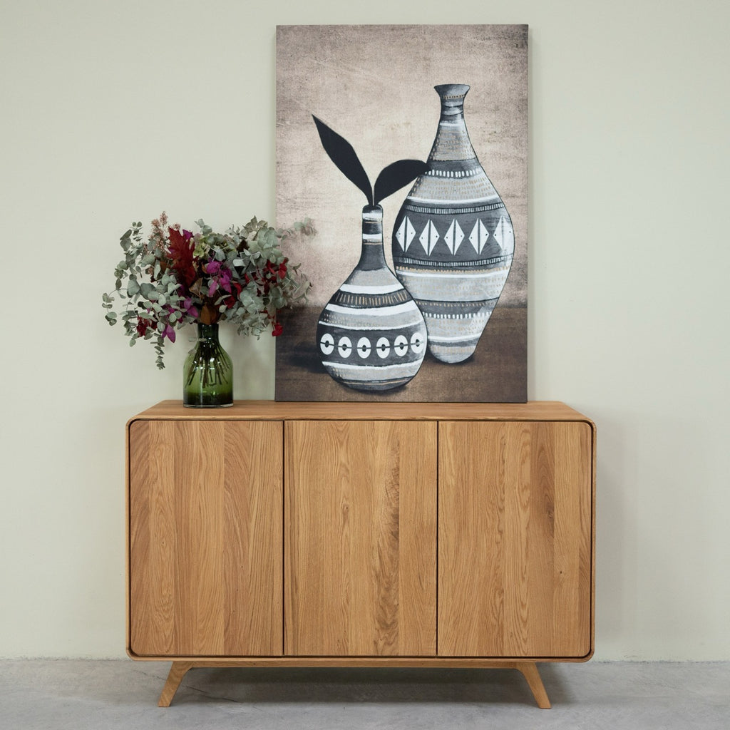 NordicStory Geneva 2 massief eiken dressoir, 134 x 45 x 86 cm.