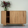 NordicStory Geneva 2 massief eiken dressoir, 134 x 45 x 86 cm.