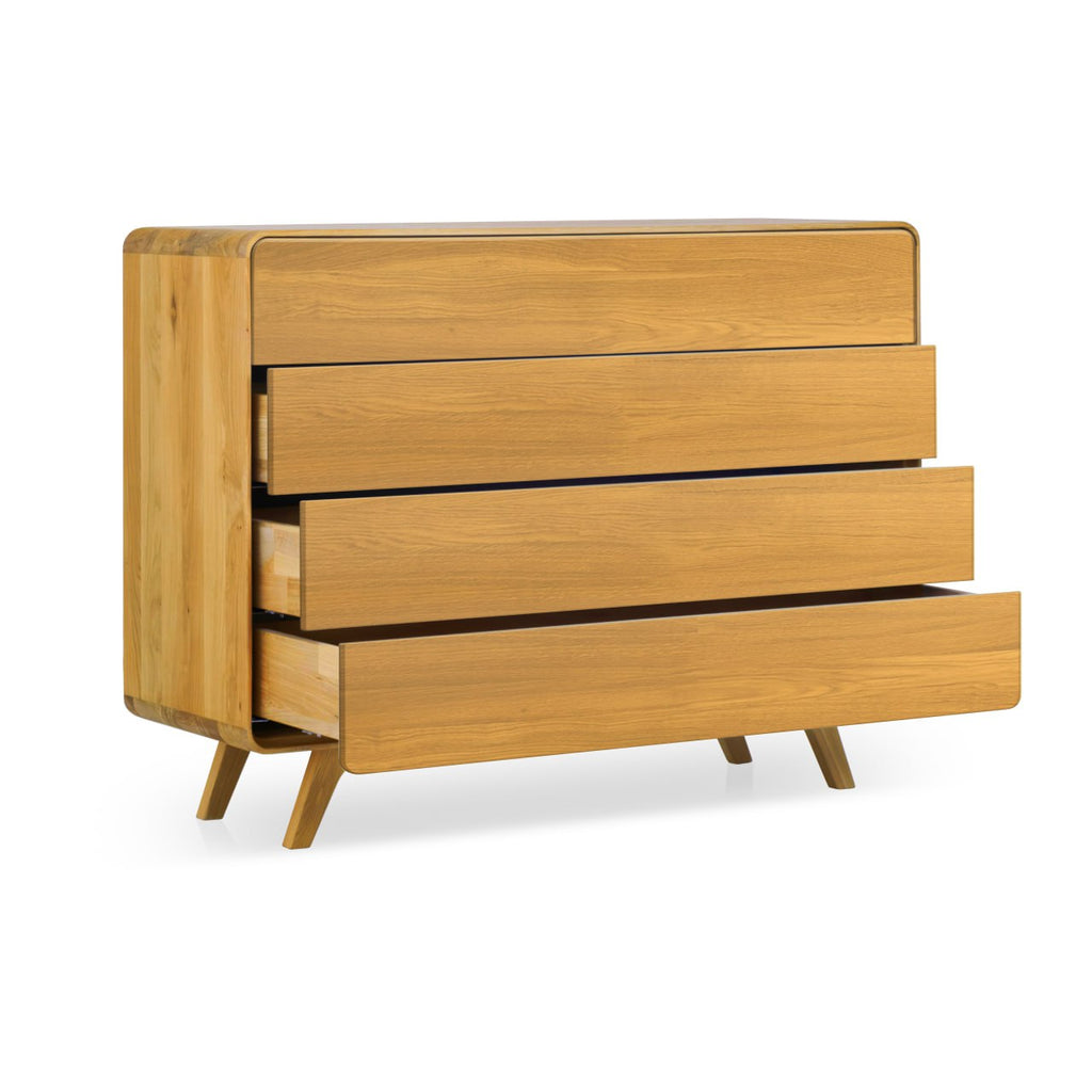 NordicStory ladekast in massief eiken Geneva 3, 120 x 42 x 90 cm.