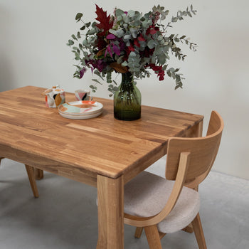 VESKOR Set van 2 of 4 massief eiken Lucas eetkamerstoelen, bekleding grijs of beige