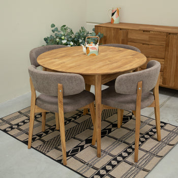 Ronde uitschuifbare eettafel in massief eiken Escandi 6, 93-123 x 93 x 75 cm | NordicStory