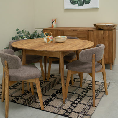 Ronde uitschuifbare eettafel in massief eiken Escandi 6, 93-123 x 93 x 75 cm | NordicStory