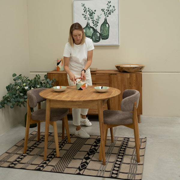 NordicStory Ronde uitschuifbare eettafel in massief eiken Escandi 3 Roble.Store