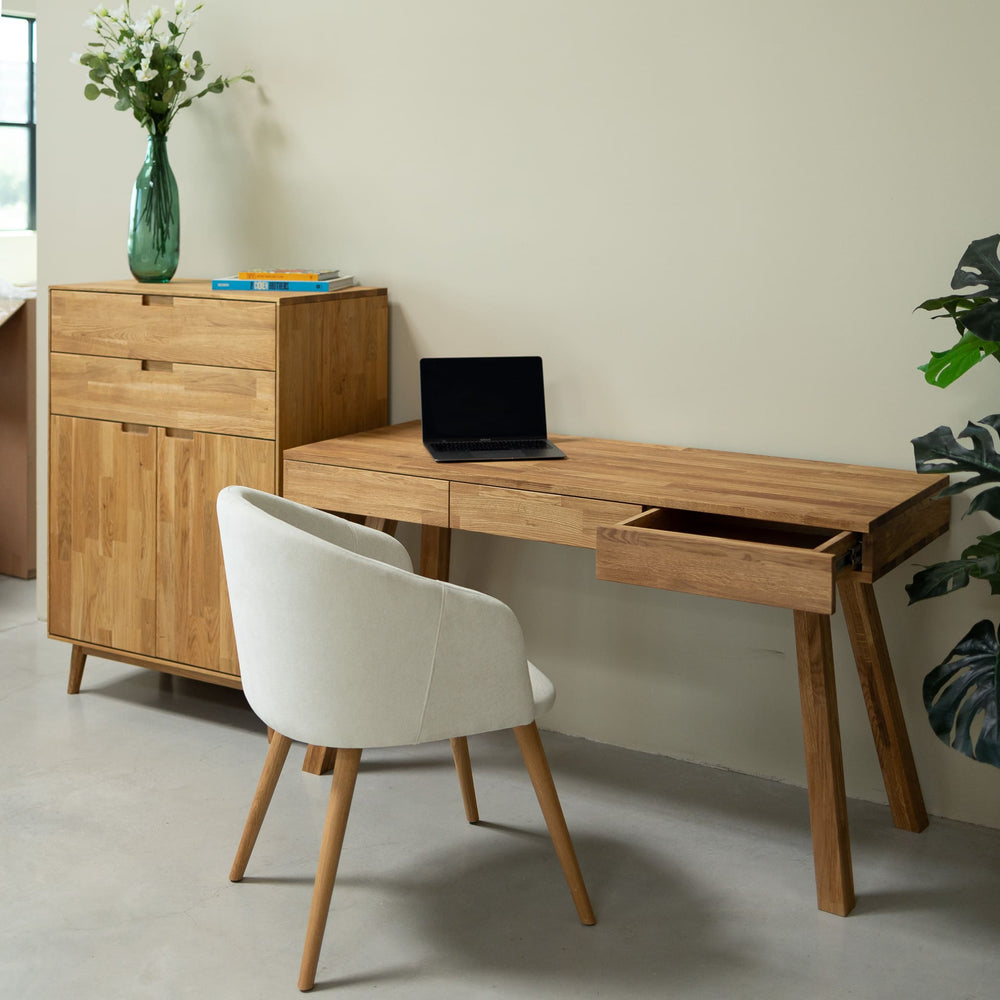 NordicStory Einstein I massief eiken bureau 140 x 55 x 76 cm.