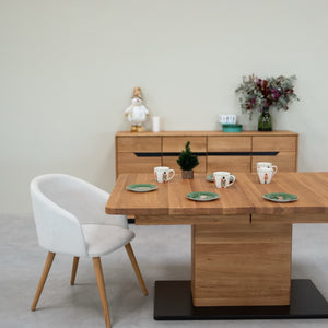 NordicStory Uitschuifbare eettafel in massief eiken Bremen, 160-250 x 90 x 75 cm.