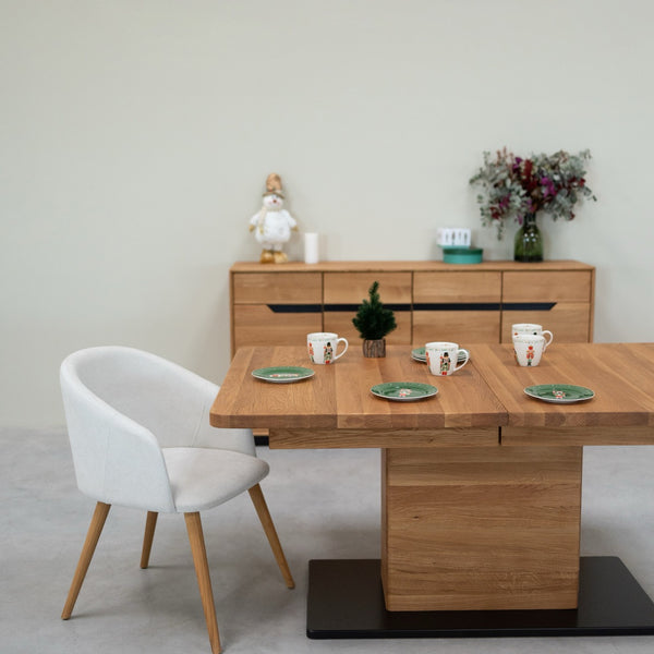 NordicStory Uitschuifbare eettafel in massief eiken Bremen, 160-250 x 90 x 75 cm.