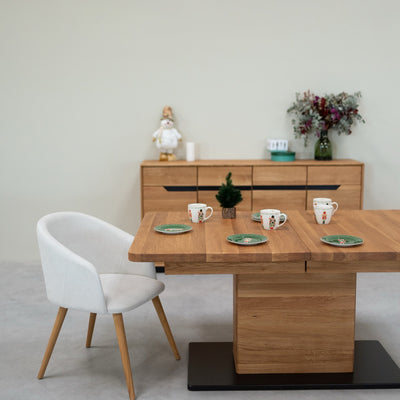 NordicStory Uitschuifbare eettafel in massief eiken Bremen, 160-250 x 90 x 75 cm.
