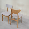 VESKOR Set van 2 of 4 massief eiken eetkamerstoelen Maxwell, bekleed in grijs