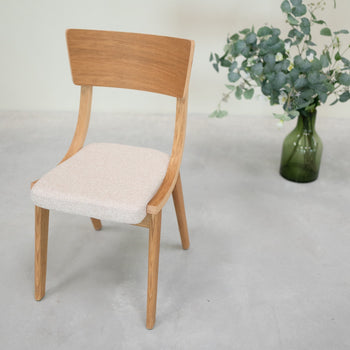 VESKOR Set van 2 of 4 massief eiken Lucas eetkamerstoelen, bekleding grijs of beige