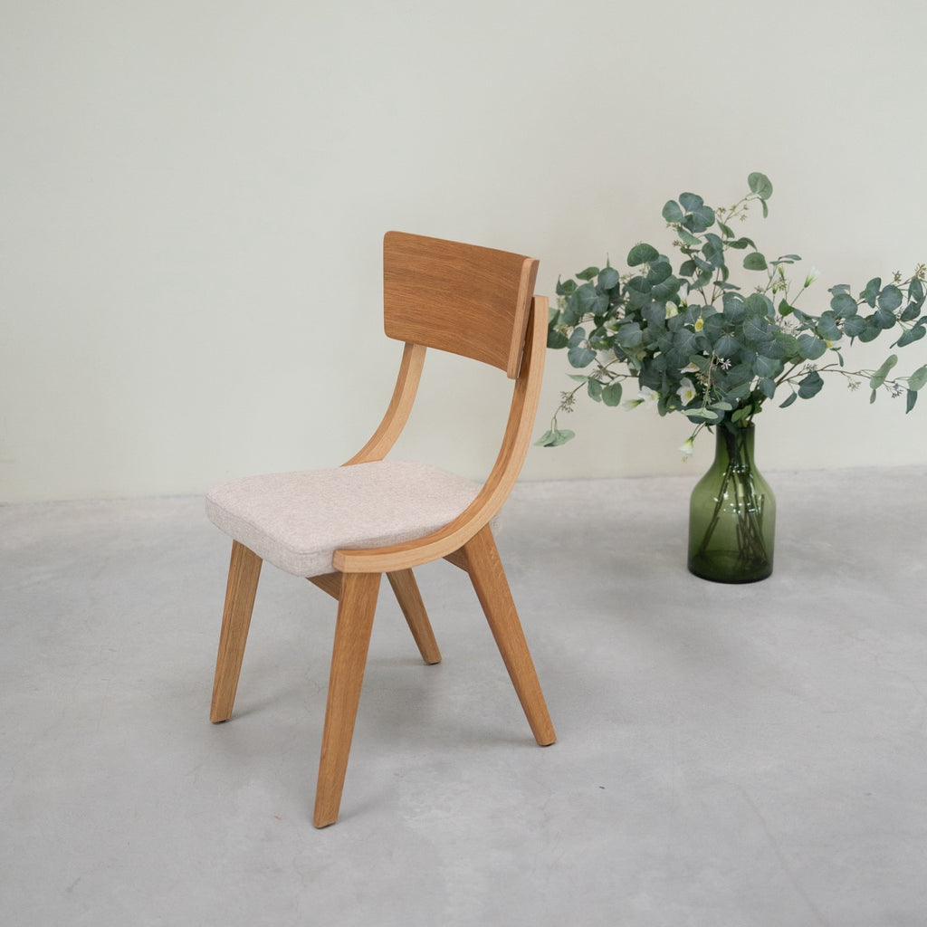 VESKOR Set van 2 of 4 massief eiken Lucas eetkamerstoelen, bekleding grijs of beige