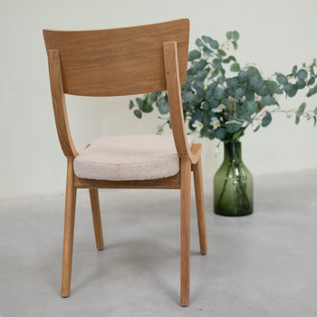 VESKOR Set van 2 of 4 massief eiken Lucas eetkamerstoelen, bekleding grijs of beige