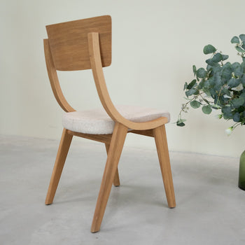 VESKOR Set van 2 of 4 massief eiken Lucas eetkamerstoelen, bekleding grijs of beige