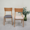VESKOR Set van 2 of 4 massief eiken Lucas eetkamerstoelen, bekleding grijs of beige