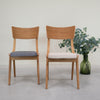 VESKOR Set van 2 of 4 massief eiken Lucas eetkamerstoelen, bekleding grijs of beige