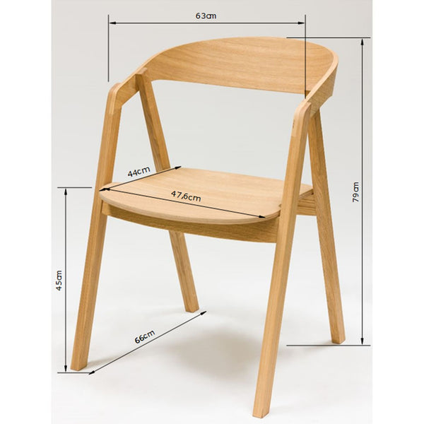 Veskor Set van 2 of 4 massief eiken eetkamerstoelen Knut Roble.Store