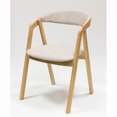 VESKOR Set van 2 of 4 massief eiken eetkamerstoelen Knut, bekleding Beige/Antraciet Grijs Eiken.Winkel